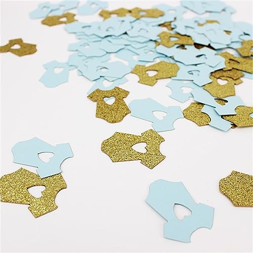 Glitzerndes Konfetti, goldfarben, rosa, blau, kleine Kleidung, Hochzeit, Babyparty, erster Geburtstag, Tischdekoration, Geburtstagsdekoration für Mädchen (Goldblau) von LAUOFSHA
