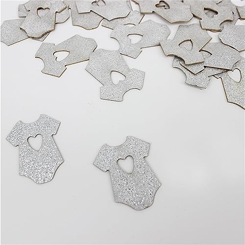Glitzerndes Konfetti, goldfarben, rosa, blau, kleine Kleidung, Hochzeit, Babyparty, erster Geburtstag, Tischdekoration, Geburtstagsdekoration für Mädchen (Silber) von LAUOFSHA