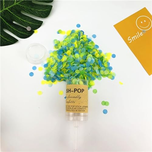 Runde Push-Up-Konfetti-Popper für Hochzeit, Geburtstag, Jahrestag, Junggesellenabschied, Brautparty, Konfetti-Dekorationen, Geburtstagsdekoration für Mädchen (01 Grün-Mix) von LAUOFSHA