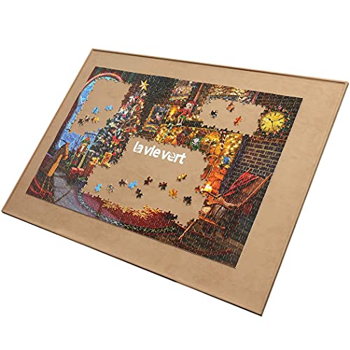LAVIEVERT Holzpuzzle-Brett, Puzzle-Aufbewahrung, Puzzle-Sparer mit Rutschfester Oberfläche für bis zu 1500 Teile - Khaki von LAVIEVERT