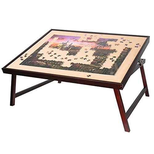 LAVIEVERT Holzpuzzle-Puzzle Tisch, großer tragbarer Klapptisch für bis zu 1.500 Puzzleteile Wooden Jigsaw Puzzle Table Large Portable Folding Tilting Table von LAVIEVERT