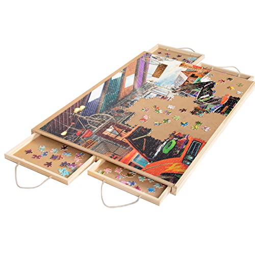 LAVIEVERT Holzpuzzle Tisch, Puzzle Plateau, Puzzle Tafel mit 4 Schiebe schubladen für bis zu 1.000 Stück von LAVIEVERT