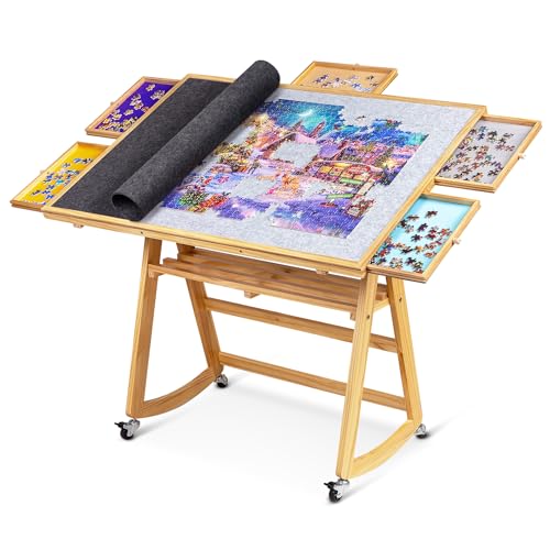 Lavievert 1500 Stück Kipp-Puzzle-Tabelle mit 5 farbigen Schubladen & Abdeckung, einstellbare hölzerne Puzzle-Board mit Lagerung für Erwachsene, tragbare Puzzle-Tabelle mit Beinen, 4 Räder & Anti-Rutsc Lavievert 1500 Stück Kipp-Puzzle-Tabelle mit 5 farbigen Schubladen & Abdeckung, einstellbare hölzerne Puzzle-Board mit Lagerung für Erwachsene, tragbare Puzzle-Tabelle mit Beinen, 4 Räder & Anti-Rutsc von LAVIEVERT