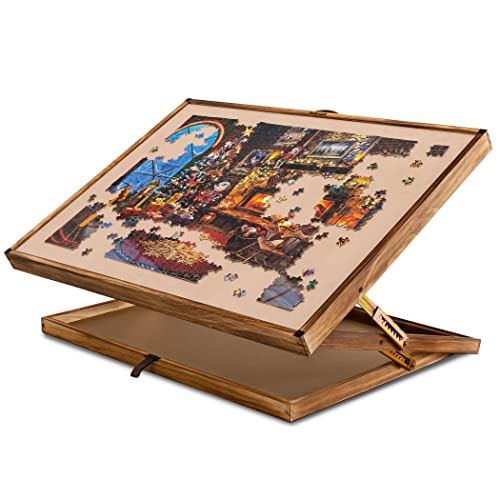 Lavievert 2 in 1 umkehrbares und höhenverstellbares Puzzlebrett (2 Bretter in 1 Produkt für bis zu 1000 Teile Puzzles und 1500 Teile Puzzles), Puzzle-Staffelei aus Holz von LAVIEVERT