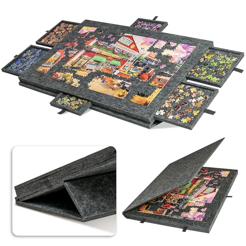 Lavievert kippbares Puzzlebrett mit 2-in-1-Ständer und Abdeckung, superleichtes Filz-Puzzleplateau mit 6 Schubladen für Erwachsene und Kinder, tragbarer Puzzletisch für Spiele Bis zu 1000 Teile Lavievert kippbares Puzzlebrett mit 2-in-1-Ständer und Abdeckung, superleichtes Filz-Puzzleplateau mit 6 Schubladen für Erwachsene und Kinder, tragbarer Puzzletisch für Spiele Bis zu 1000 Teile von LAVIEVERT
