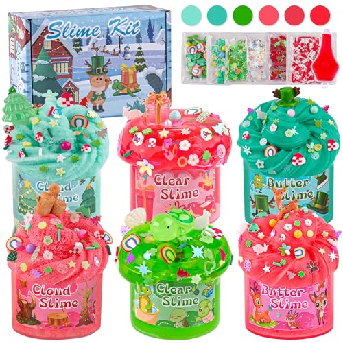 LAWOHO 6er-Pack Schleim-Set in Rot und Grün – Fluffy Wolkenschleim, Butterschleim & Clear Slime, im Dunkeln leuchtende Slime Add-Ins, Slime Set für Mädchen und Jungen, Geburtstag, Halloween, Ostern LAWOHO 6er-Pack Schleim-Set in Rot und Grün – Fluffy Wolkenschleim, Butterschleim & Clear Slime, im Dunkeln leuchtende Slime Add-Ins, Slime Set für Mädchen und Jungen, Geburtstag, Halloween, Ostern von LAWOHO