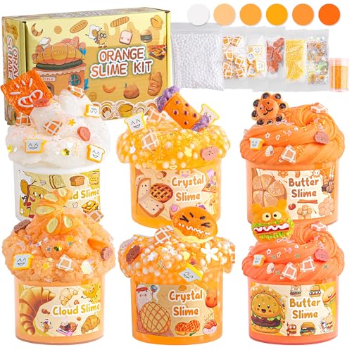 6 Packungen Orange Schleim mit Farbverlauf - Wolkenschleim, Butter Schleim & Clear Schleim, Schleim für Kinder mit Verschiedenen Schleimzusätzen, Schleim-Partygeschenke für Mädchen und Jungen(Dessert) 6 Packungen Orange Schleim mit Farbverlauf - Wolkenschleim, Butter Schleim & Clear Schleim, Schleim für Kinder mit Verschiedenen Schleimzusätzen, Schleim-Partygeschenke für Mädchen und Jungen(Dessert) von LAWOHO