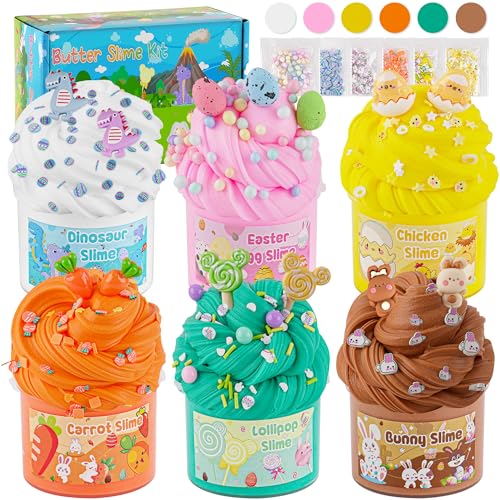 LAWOHO 6 Ostern Slime Set- ButterSchleim für Kinder mit Easter Eggs & OsternSchleim Add-ins, Fluffy Schleim Set für Mädchen & Jungen, 360ml Easter Butter Slime Making Kit, Schleim Kinder Party Favors LAWOHO 6 Ostern Slime Set- ButterSchleim für Kinder mit Easter Eggs & OsternSchleim Add-ins, Fluffy Schleim Set für Mädchen & Jungen, 360ml Easter Butter Slime Making Kit, Schleim Kinder Party Favors von LAWOHO