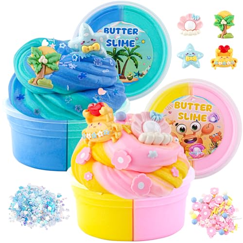 LAWOHO Butter Slime Set enthält 2X120ml zweifarbige Butter Schleim mit 6 Packungen Slime Add-Ins, Fluffy Slime für Kinder Party Favors, Schleim Kinder Set für Mädchen Jungen im Alter von 8-12 (Ozean) LAWOHO Butter Slime Set enthält 2X120ml zweifarbige Butter Schleim mit 6 Packungen Slime Add-Ins, Fluffy Slime für Kinder Party Favors, Schleim Kinder Set für Mädchen Jungen im Alter von 8-12 (Ozean) von LAWOHO