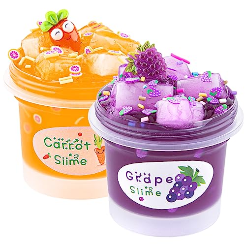 2 Pack Clear Slime Set, Jelly Cube Glimmer Crunchy Schleim für Kinder, Idee Stress Relief Spielzeug, Kinder Party Favor, Geburtstag Ostern Weihnachten Neujahr Geschenk für Mädchen und Jungen Alter von LAWOHO