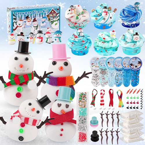 Schneemann Slime Kit - Slime Clay & Crystal Slime mit Verschiedenen Slime Add-ins, 360ML Kinder Schleim Mitgebsel Kindergeburtstag Gastgeschenke für Mädchen und Jungen Slime Set Zum Selbermachen Schneemann Slime Kit - Slime Clay & Crystal Slime mit Verschiedenen Slime Add-ins, 360ML Kinder Schleim Mitgebsel Kindergeburtstag Gastgeschenke für Mädchen und Jungen Slime Set Zum Selbermachen von LAWOHO