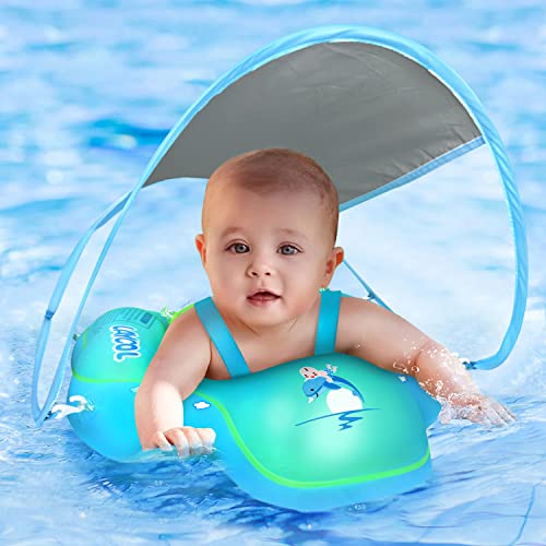 LAYCOL Schwimmring Baby mit Abnehmbarem Sonnendach, Baby Float Aufblasbare Schwimmreifen Baby für Baby ab 3-36 Monate(Grün, XL) von LAYCOL