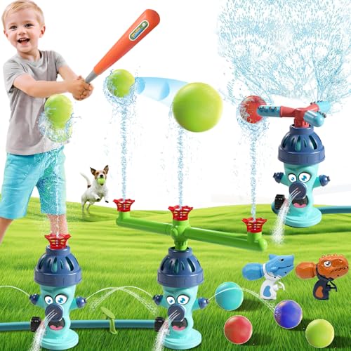 Wassersprinkler-Baseball-Spielzeug, 4-in-1-Outdoor-Wasserspielzeug, lustige Sommerspiele, Sommerwasserspiel für den Garten, Wasser-Baseball für Kinder, Jungen und Mädchen ab 3 Jahren (4 und 1 von LAZZAROU