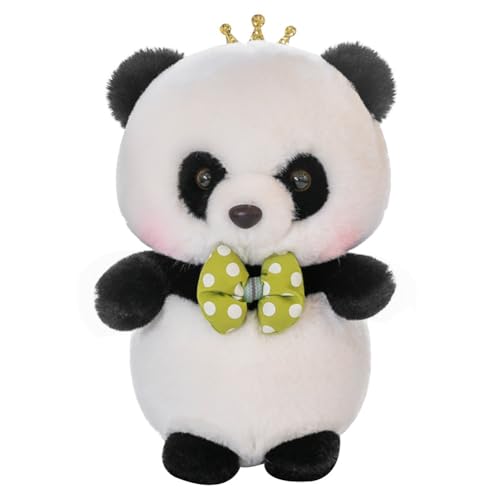 LAjuu Panda Plüschtier 25cm Panda Kuscheltiere Baby Plüsch Panda Puppe Stofftier Kissen Plüschtier Panda mit Krone und Fliege Panda Geschenk von LAjuu