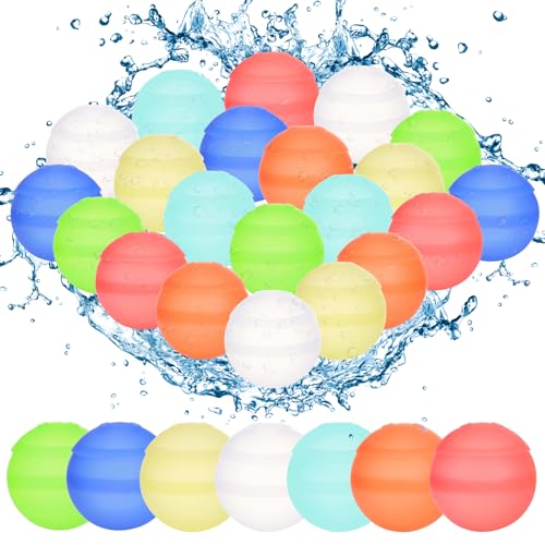 28STK Wasserbomben Wiederverwendbare Silikon Wasserspritzkugeln Silikon Wiederverwendbare Wasserbomben Magnetischer Wasserball für Outdoor-Spiele und Sommerpartys (28STK) von LBING