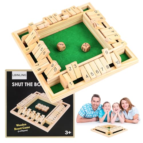 Shut The Box Spiel, 4-Spieler Würfelspiel aus Holz, Klassisch Mathematik Holzspiele, Klappbrett Spiel, Traditional Pub Board Würfelspiele Reisen Great Family Brettspiele Urlaub unterhaltsames Spiel Shut The Box Spiel, 4-Spieler Würfelspiel aus Holz, Klassisch Mathematik Holzspiele, Klappbrett Spiel, Traditional Pub Board Würfelspiele Reisen Great Family Brettspiele Urlaub unterhaltsames Spiel von LBINYLING
