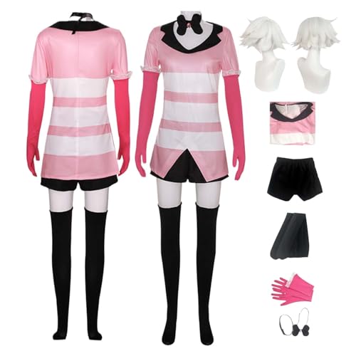 Anime Hazbin Hotel Angel Dust Cosplay Kostüm Rollenspiel Outfit mit Perücke schwarzem Kragen rosa kurzem Kleid Halloween Comic Con Party Karneval Uniform für Erwachsene und Kinder Unisex Anzug Anime Hazbin Hotel Angel Dust Cosplay Kostüm Rollenspiel Outfit mit Perücke schwarzem Kragen rosa kurzem Kleid Halloween Comic Con Party Karneval Uniform für Erwachsene und Kinder Unisex Anzug von LBKHNRT