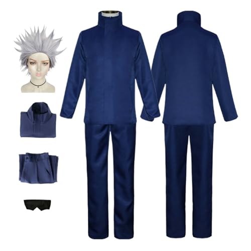 Anime Jujutsu Kaisen Gojo Satoru Cosplay Kostüm Rollenspiel Outfit mit Perücken Blue Top Long Hosen Set Halloween Comic Con Party Karnevalsuniform für Kinder Unisex Anzug Anime Jujutsu Kaisen Gojo Satoru Cosplay Kostüm Rollenspiel Outfit mit Perücken Blue Top Long Hosen Set Halloween Comic Con Party Karnevalsuniform für Kinder Unisex Anzug von LBKHNRT