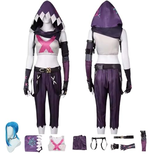 LBKHNRT Anime Arcane Jinx Cosplay Kostüm Rollenspiel Outfit mit Perücke Umhang Kurzer Hose Zubehör Set Halloween Comic Con Party Karneval Uniform für Erwachsene Kinder Unisex Anzug LBKHNRT Anime Arcane Jinx Cosplay Kostüm Rollenspiel Outfit mit Perücke Umhang Kurzer Hose Zubehör Set Halloween Comic Con Party Karneval Uniform für Erwachsene Kinder Unisex Anzug von LBKHNRT
