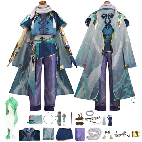 LBKHNRT Anime Genshin Impact Baizhu Cosplay Kostüm Rollenspiel Outfit mit Perücke Brille Schlangen Zubehör Set Halloween Comic Con Party Karneval Uniform für Erwachsene Kinder Unisex Anzug LBKHNRT Anime Genshin Impact Baizhu Cosplay Kostüm Rollenspiel Outfit mit Perücke Brille Schlangen Zubehör Set Halloween Comic Con Party Karneval Uniform für Erwachsene Kinder Unisex Anzug von LBKHNRT
