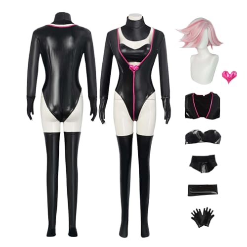 LBKHNRT Anime Hazbin Hotel Angel Dust Cosplay Kostüm Rollenspiel Outfit mit Perücke schwarzer Jumpsuit Set Halloween Comic Con Party Karneval Uniform für Erwachsene und Kinder Unisex Anzug LBKHNRT Anime Hazbin Hotel Angel Dust Cosplay Kostüm Rollenspiel Outfit mit Perücke schwarzer Jumpsuit Set Halloween Comic Con Party Karneval Uniform für Erwachsene und Kinder Unisex Anzug von LBKHNRT