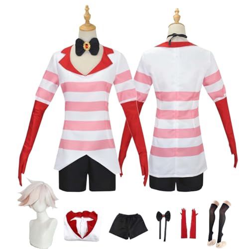 LBKHNRT Anime Hazbin Hotel Angel Dust Cosplay Kostüm nRollenspiel Outfit mit Perücke rotem Kragen rosa kurzem Kleid Halloween Comic Con Party Karneval Uniform für Erwachsene und Kinder Unisex Anzug LBKHNRT Anime Hazbin Hotel Angel Dust Cosplay Kostüm nRollenspiel Outfit mit Perücke rotem Kragen rosa kurzem Kleid Halloween Comic Con Party Karneval Uniform für Erwachsene und Kinder Unisex Anzug von LBKHNRT