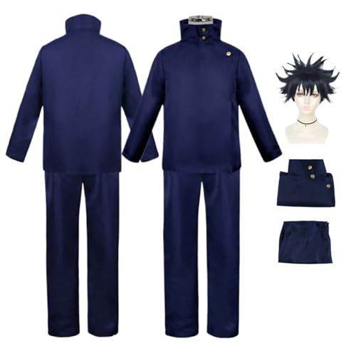 LBKHNRT Anime JJK Fushiguro Megumi Cosplay Kostüm Rollenspiel Outfit mit Perücke blauem Oberteil und langer Hose Set für Halloween Comic Con Party Karneval Uniform für Kinder Unisex Anzug LBKHNRT Anime JJK Fushiguro Megumi Cosplay Kostüm Rollenspiel Outfit mit Perücke blauem Oberteil und langer Hose Set für Halloween Comic Con Party Karneval Uniform für Kinder Unisex Anzug von LBKHNRT