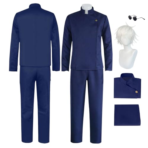 LBKHNRT Anime JJK Gojo Satoru Cosplay Kostüm Rollenspiel Outfit mit Perücke blauer Bluse langer Hose Set Halloween Comic Con Party Karneval Uniform für Kinder Unisex Anzug LBKHNRT Anime JJK Gojo Satoru Cosplay Kostüm Rollenspiel Outfit mit Perücke blauer Bluse langer Hose Set Halloween Comic Con Party Karneval Uniform für Kinder Unisex Anzug von LBKHNRT