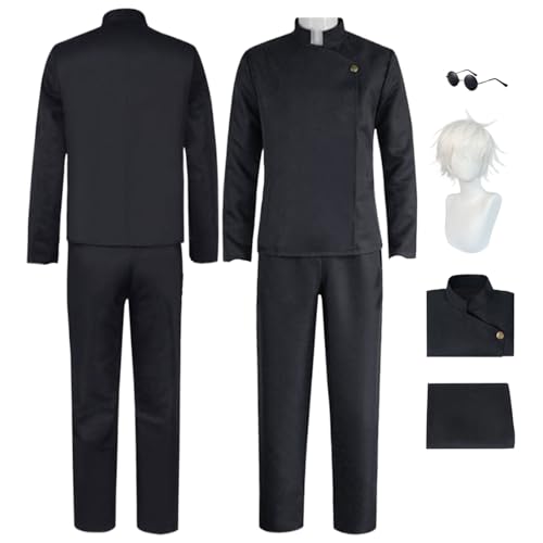 LBKHNRT Anime JJK Gojo Satoru Cosplay Kostüm Rollenspiel Outfit mit Perücke schwarzer Bluse und langer Hose Set für Halloween Comic Con Party Karneval Uniform für Kinder Unisex Anzug LBKHNRT Anime JJK Gojo Satoru Cosplay Kostüm Rollenspiel Outfit mit Perücke schwarzer Bluse und langer Hose Set für Halloween Comic Con Party Karneval Uniform für Kinder Unisex Anzug von LBKHNRT