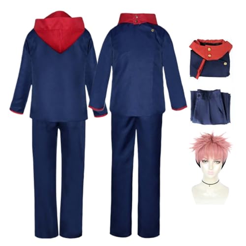 LBKHNRT Anime Jujutsu Kaisen Itadori Yuji Cosplay Kostüm Rollenspiel Outfit mit Perücke blauem Oberteil und langer Hose Set für Halloween Comic Con Party Karneval Uniform für Kinder Unisex Anzug LBKHNRT Anime Jujutsu Kaisen Itadori Yuji Cosplay Kostüm Rollenspiel Outfit mit Perücke blauem Oberteil und langer Hose Set für Halloween Comic Con Party Karneval Uniform für Kinder Unisex Anzug von LBKHNRT