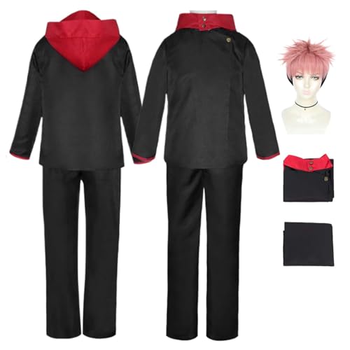 LBKHNRT Anime Jujutsu Kaisen Itadori Yuji Cosplay Kostüm Rollenspiel Outfit mit Perücke schwarzem Oberteil und langer Hose Set für Halloween Comic Con Party Karneval Uniform für Kinder Unisex Anzug LBKHNRT Anime Jujutsu Kaisen Itadori Yuji Cosplay Kostüm Rollenspiel Outfit mit Perücke schwarzem Oberteil und langer Hose Set für Halloween Comic Con Party Karneval Uniform für Kinder Unisex Anzug von LBKHNRT