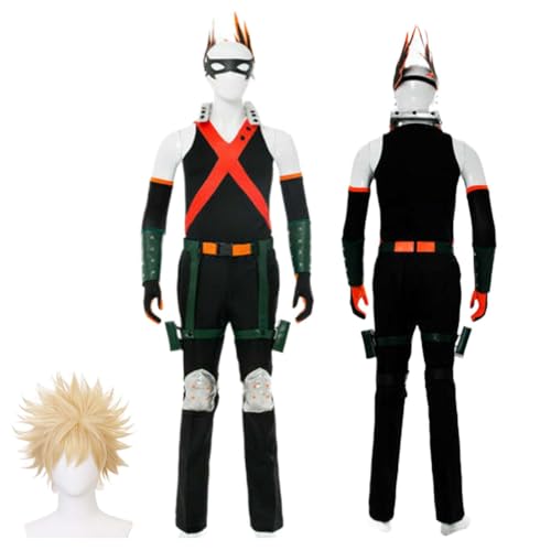 LBKHNRT Anime MHA My Hero Academia Bakugou Katsuki Cosplay Kostüm Rollenspiel Outfit mit Perücke Kopfschmuck Zubehör Halloween Comic Con Karneval Uniform für Erwachsene Kinder Unisex Anzug LBKHNRT Anime MHA My Hero Academia Bakugou Katsuki Cosplay Kostüm Rollenspiel Outfit mit Perücke Kopfschmuck Zubehör Halloween Comic Con Karneval Uniform für Erwachsene Kinder Unisex Anzug von LBKHNRT