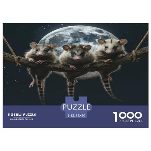 1000 Teile DREI-Mäuse-Puzzle für Erwachsene und Kinder, kreatives rechteckiges Puzzle, Holzpuzzle, lustiges Lernspielzeug, 1000 Teile (75 x 50 cm) von LBLmoney