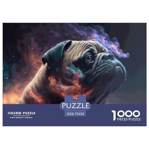 1000 Teile Geistertier-Mops-Puzzle, kreative rechteckige Puzzles für Erwachsene und Kinder, große Puzzles für Familien-Lernspiel 1000 Teile (75 x 50 cm) von LBLmoney