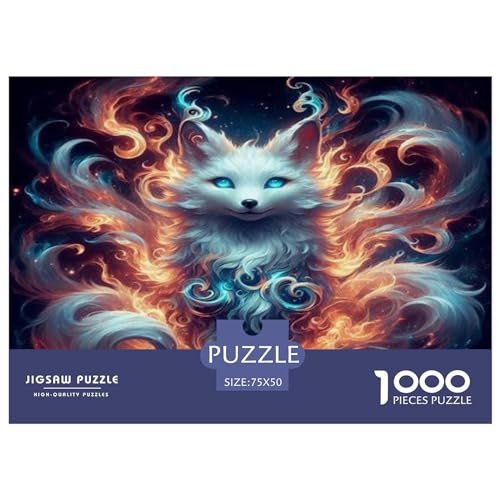 1000 Teile Kunst-Fuchs-Puzzle für Erwachsene und Kinder, kreatives rechteckiges Puzzle, Holzpuzzle, lustiges Lernspielzeug, 1000 Teile (75 x 50 cm) von LBLmoney