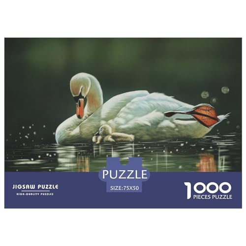 1000 Teile Kunst-Tier-Schwan-Puzzle für Erwachsene und Kinder, kreatives rechteckiges Puzzle, Holzpuzzle, lustiges Lernspielzeug, 1000 Teile (75 x 50 cm) von LBLmoney