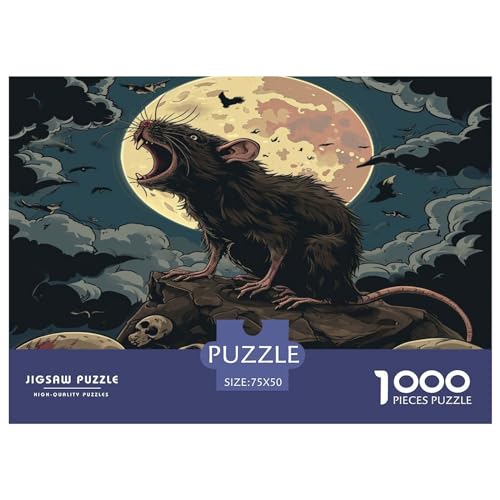 1000 Teile Puzzle für Erwachsene, Tierkunst, Maus, Holzpuzzle, pädagogische, intellektuelle Puzzles, lustiges Familienspiel, 1000 Teile (75 x 50 cm) von LBLmoney