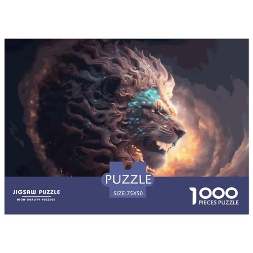1000 Teile Puzzle für Erwachsene Tierlöwe Puzzle Kreatives rechteckiges Holzpuzzle Geschenk für Freunde Familie 1000 Teile (75 x 50 cm) von LBLmoney