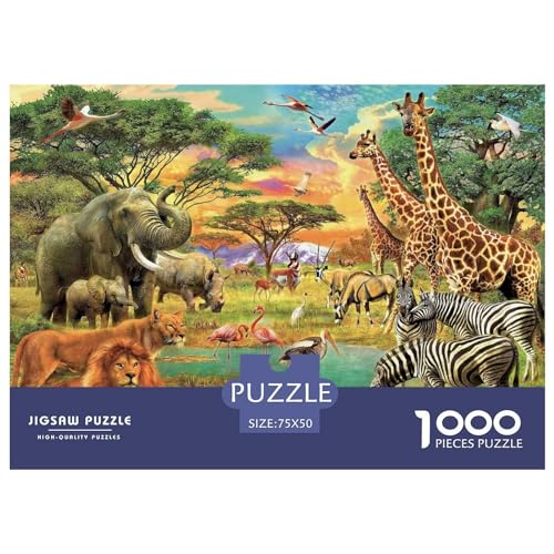 1000 Teile Puzzles für Erwachsene, Afrikanische Tiere, Puzzlesets für Familien, Holzpuzzles, Brain Challenge Puzzle, 1000 Teile (75 x 50 cm) von LBLmoney