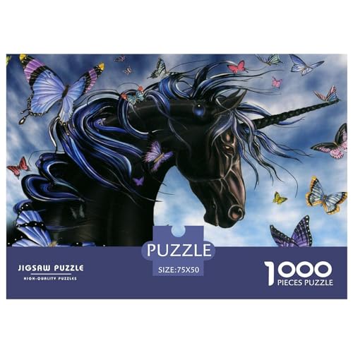 1000 Teile Schmetterling-Einhorn-Puzzle für Erwachsene und Kinder, kreatives rechteckiges Puzzle, Holzpuzzle, lustiges Lernspielzeug, 1000 Teile (75 x 50 cm) von LBLmoney