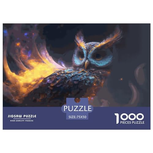 1000 Teile Tier-Eulen-Puzzle für Erwachsene und Kinder, kreatives rechteckiges Puzzle, Holzpuzzle, lustiges Lernspielzeug, 1000 Teile (75 x 50 cm) von LBLmoney