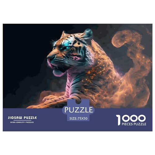 1000 Teile Tier-Tiger-Puzzle für Erwachsene und Kinder, kreatives rechteckiges Puzzle, Holzpuzzle, lustiges Lernspielzeug, 1000 Teile (75 x 50 cm) von LBLmoney
