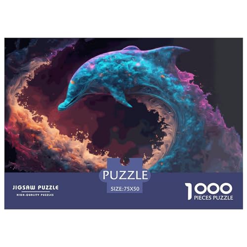 1000 Teile Tierdelfin-Puzzle, kreative rechteckige Puzzles für Erwachsene und Kinder, große Puzzles für Familien-Lernspiel 1000 Teile (75 x 50 cm) von LBLmoney