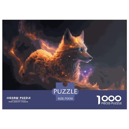 1000 Teile Tierfuchs-Puzzle für Erwachsene und Kinder, kreatives rechteckiges Puzzle, Holzpuzzle, lustiges Lernspielzeug, 1000 Teile (75 x 50 cm) von LBLmoney