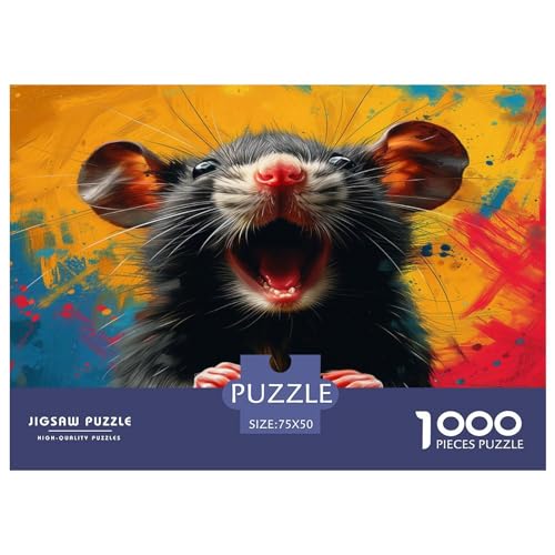 1000 Teile Tierkunst-Maus-Puzzle, kreative rechteckige Puzzles für Erwachsene und Kinder, große Puzzles für Familien-Lernspiel 1000 Teile (75 x 50 cm) von LBLmoney