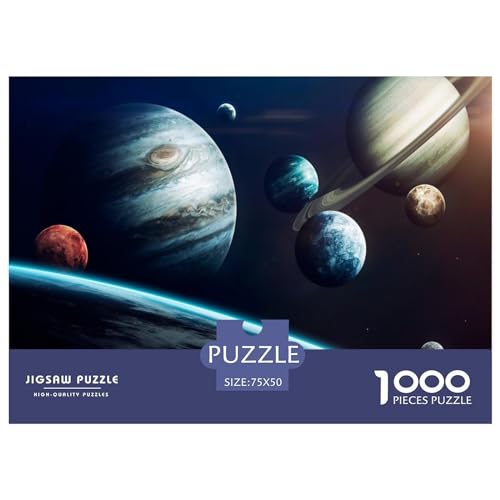 1000 Teile Weltraum-Planeten-Puzzle für Erwachsene und Kinder, kreatives rechteckiges Puzzle, Holzpuzzle, lustiges Lernspielzeug, 1000 Teile (75 x 50 cm) von LBLmoney