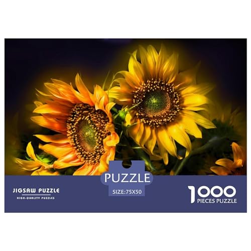 1000 Teile kreatives Puzzle, Kunst-Sonnenblumen-Puzzle, rechteckiges Puzzle, Lernspielzeug, Geschenk für Kinder und Erwachsene, 1000 Stück (75 x 50 cm) von LBLmoney