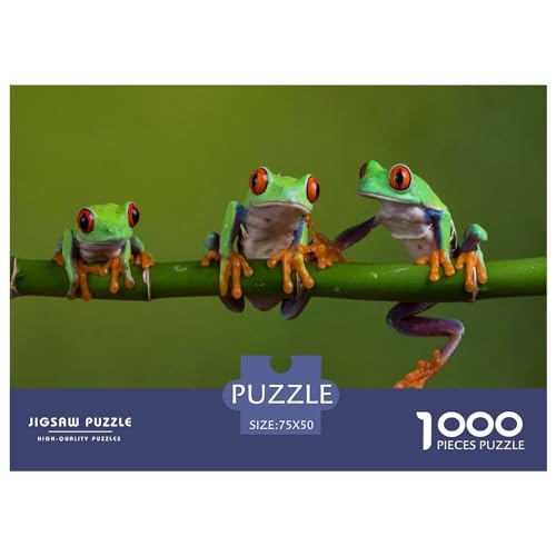 1000-teiliges Holzpuzzle, Kunst-Frosch-Puzzle, kreatives rechteckiges Puzzle, Geschenk für Familienspiel, Freunde, 1000 Stück (75 x 50 cm) von LBLmoney