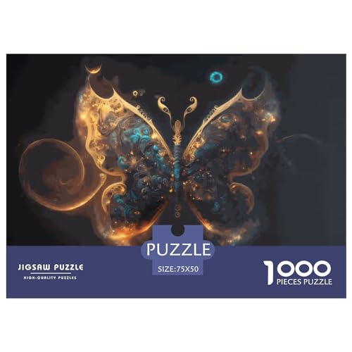 1000-teiliges Holzpuzzle, Tier-Schmetterlingspuzzle, kreatives rechteckiges Puzzle, Geschenk für Familienspiel, Freunde, 1000 Stück (75 x 50 cm) von LBLmoney
