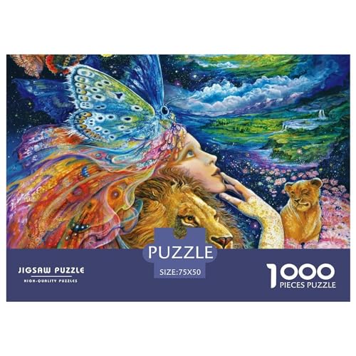 1000-teiliges Puzzle für Erwachsene, Kunst-Ölgemälde, Schmetterlingsmädchen, Puzzle für Erwachsene und Kinder, Puzzle, 1000-teiliges Spiel, Spielzeug für Erwachsene, Geschenk, 1000 Stück (75 x 50 cm) von LBLmoney